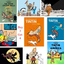 The Adventures of Tintin Posters Cartoon Wall Stickers White Coated Paper Prints Clear Image Home Decoration Bedroom Bar the adventures of tintin the shooting star