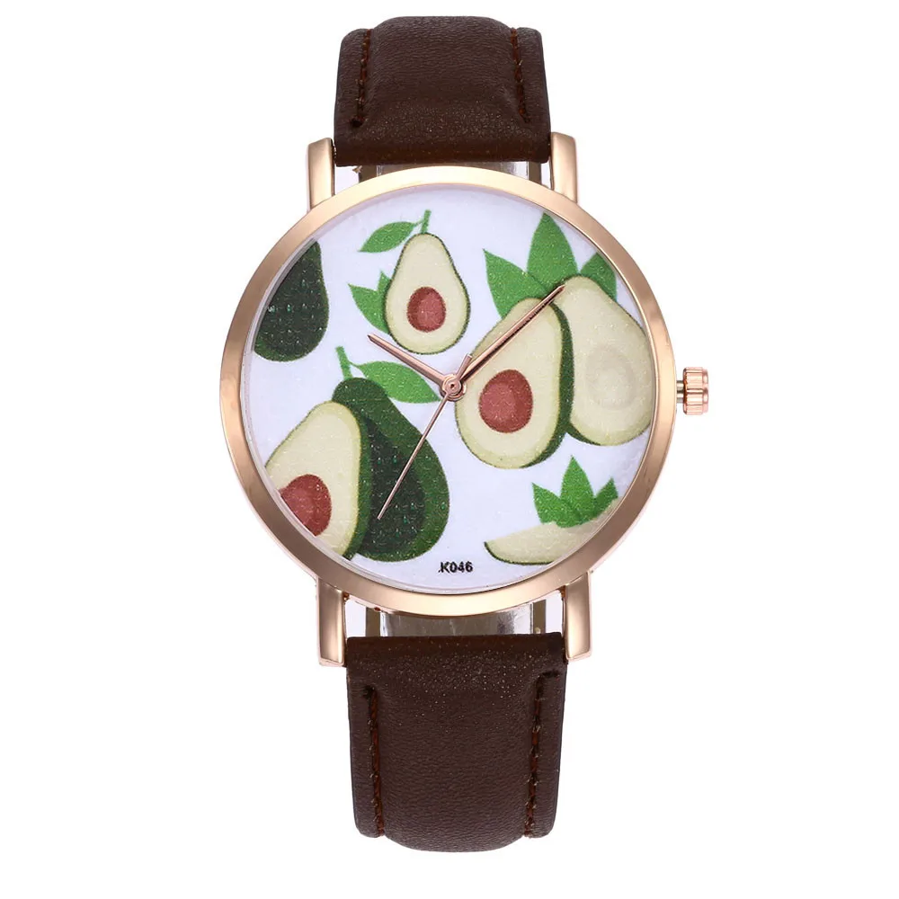 Relogio feminino часы женские модный кожаный браслет Аналоговые кварцевые круглые наручные часы авокадо фруктовый узор reloj mujer