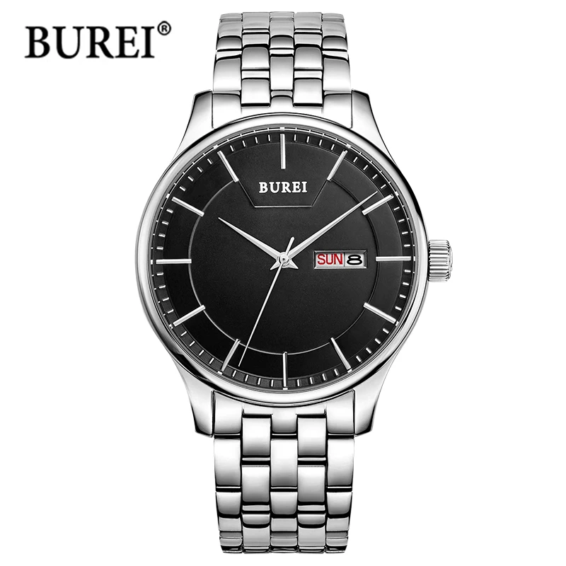 Relogio Masculino BUREI Брендовые мужские часы Роскошные водонепроницаемые Модные с датой