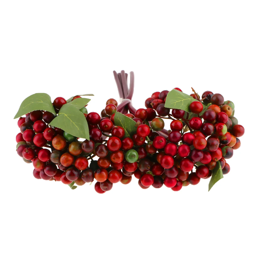 2 Sets Artificial Berry Branch Decorative Berries DIY Christmas Wreath Accessories Fake Red berries Christmas Decoration
