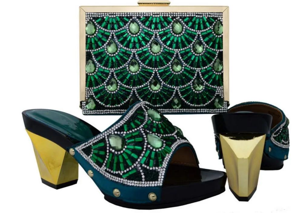 African shoes and bags matching set in Atrovirens for party italy shoe