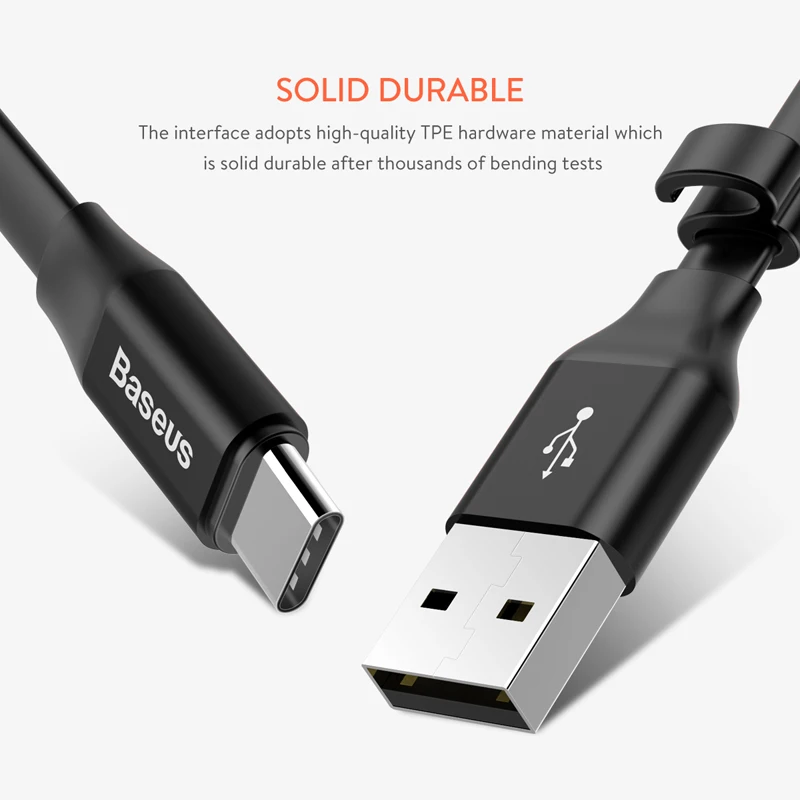 Кабель зарядный Baseus USB Type C для Samsung S9 Plus S8 huawei mate 10 lite|Кабели мобильных телефонов| |