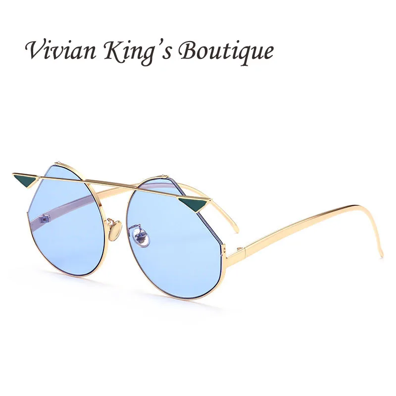 

IMAKEFASH Cat Eye Round Sunglasses for Women Cute Devil Angle Sunglasses High Quality Alloy Semi Frame Sunglasses UV400 JWW204