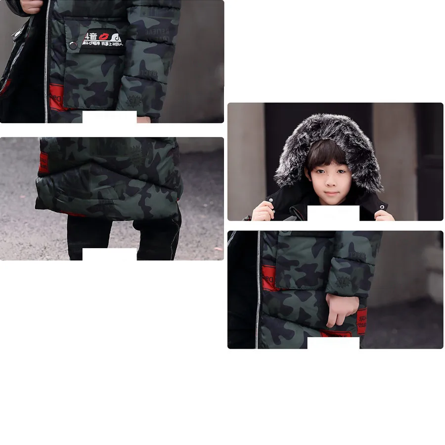 Boy Thickening Camouflage Parka Children's Boys Cotton-Wadded Jackets Winter Coat New Warm Outerwear For 6-11T Boy