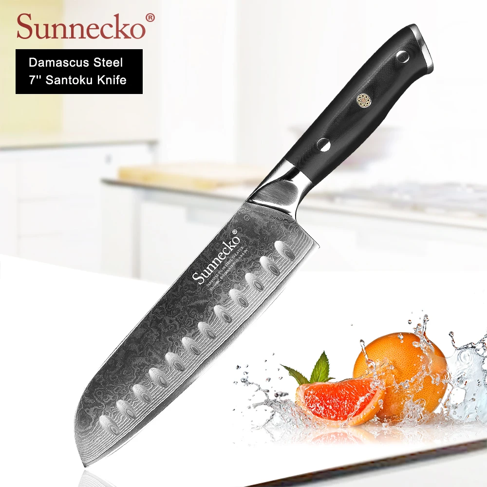 SUNNECKO Премиум нож шеф-повара японские кухонные ножи острый нож Santoku для нарезки овощей Кливер дамасский нож G10 Ручка