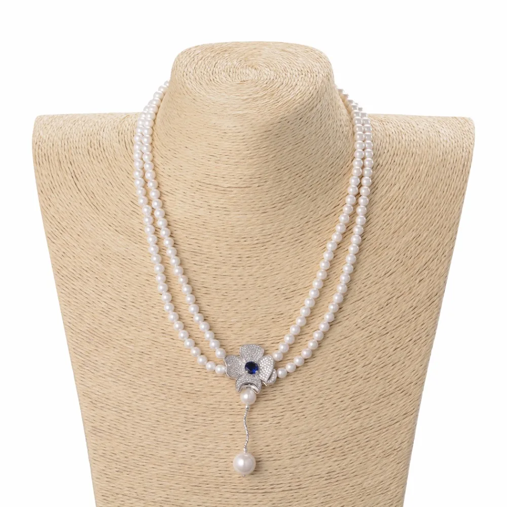 flower pendant necklaces Pearl Strand Pearl Necklaces For Women handmade Pearl Necklace Female