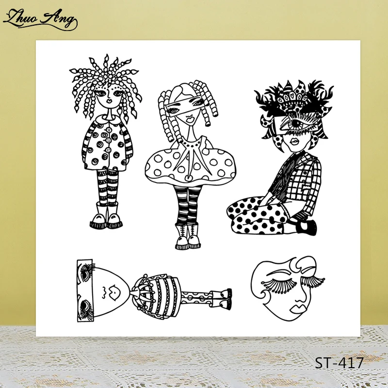 

Four beautiful girls Clear Silicone Stamp/Seal for DIY Scrapbooking/Photo Album Decorative Card Making Clear Stamps