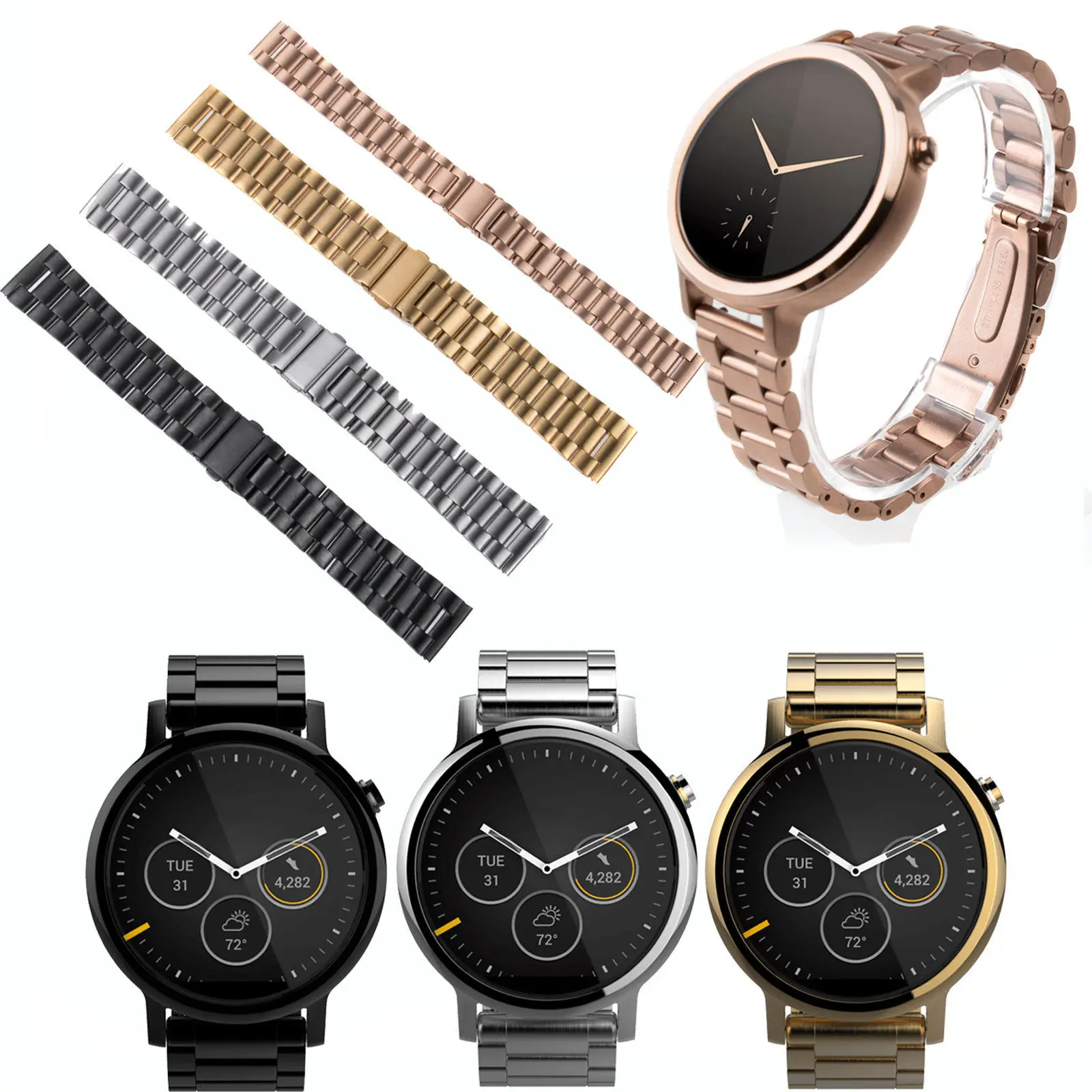 Ceramic Wristband For Samsung Galaxy Watch 46mm Strap For Samsung Stainless Steel Replacement Strap for Motorola Moto 360 2nd Women 42mm Men 46mm 42mm Smart Watch