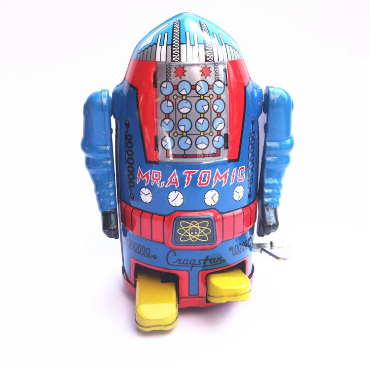 Классическая коллекция Ретро Заводной металлический ходячий оловянный робот Механическая игрушка детский Рождественский подарок