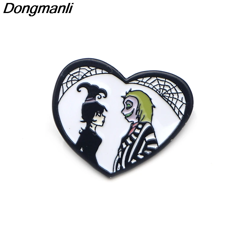 P3648 Dongmanli металлические эмалированные булавки и броши в форме сердца призрака для