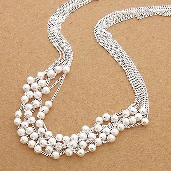 

Hot new six voies de Sable perle collier 925 argent pouces de mode bijoux livraison gratuite N001