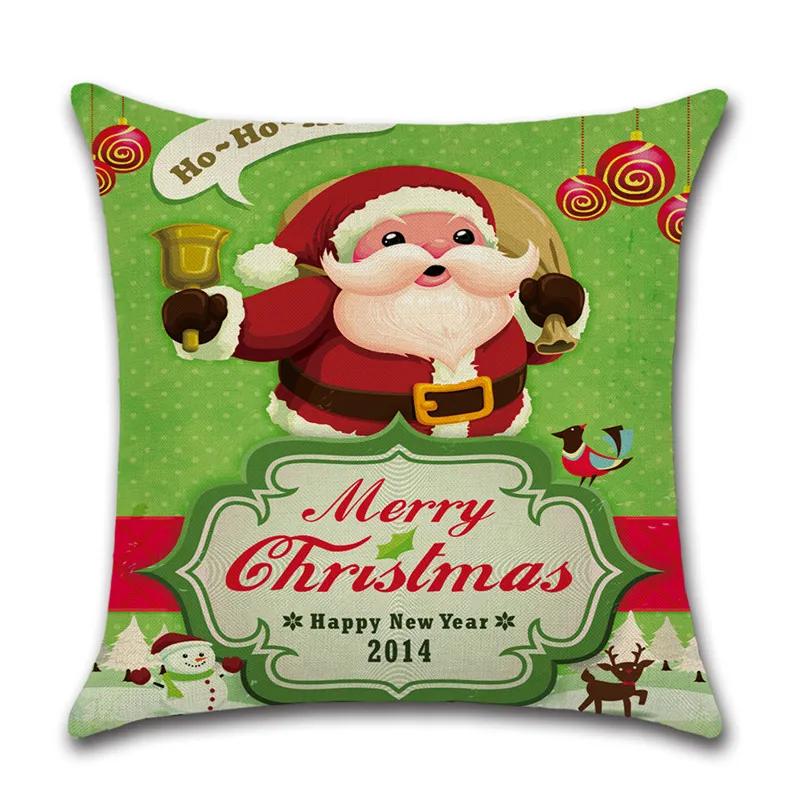 45x45cm Linen Pillow Cover Santa Claus Christmas Tree Print Pillow Case Home Hotel Office Seat Throw Pillow Cover 45x45cm - Цвет: 301