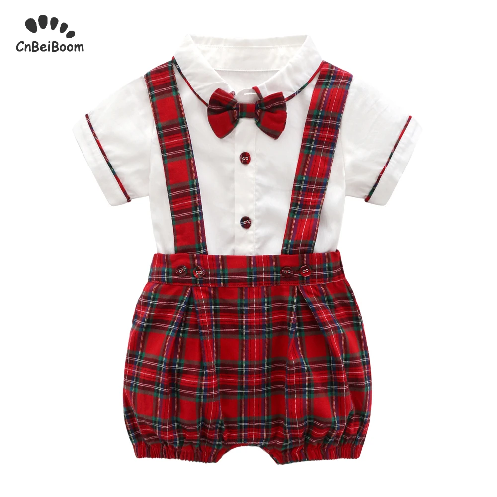 Baratos Conjunto de ropa para bebés y niñas, conjunto de mono de algodón con lazo para niños