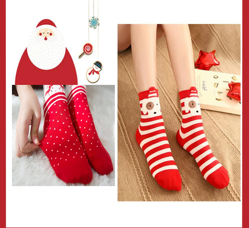 Harajuku Kawaii Girl Cartoon Funny Christmas Crazy Cute Magic Novelty Print Winter Female Cotton Personality Warm Soft Socks (8)