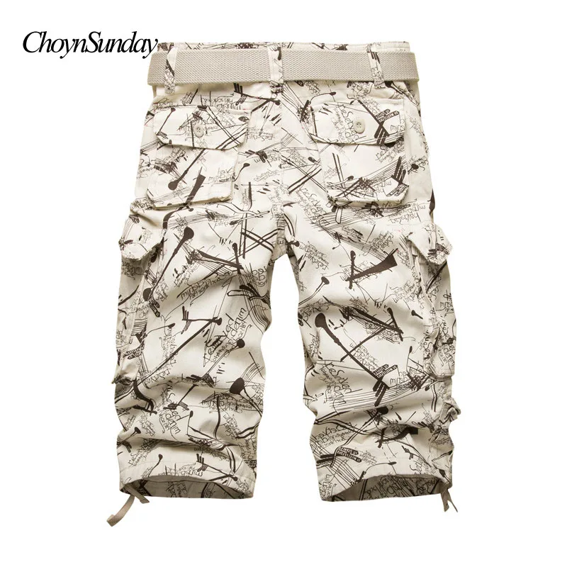 Mens Loose Cargo Shorts Fashion Summer Cotton Camouflage Male Shorts