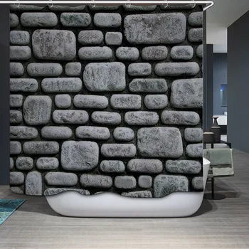 

New Arrival Shower Curtain Waterproof Bathroom Fabric Nordic Creative Simple retro Scenic theme pattern 0210 Home Decorative