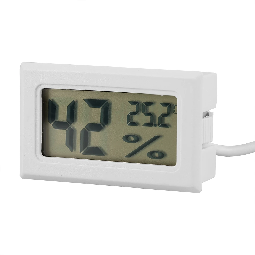 ЖК-цифровой дисплей температуры влажности термометр гигрометр с внешний зонд для рептилий белый
