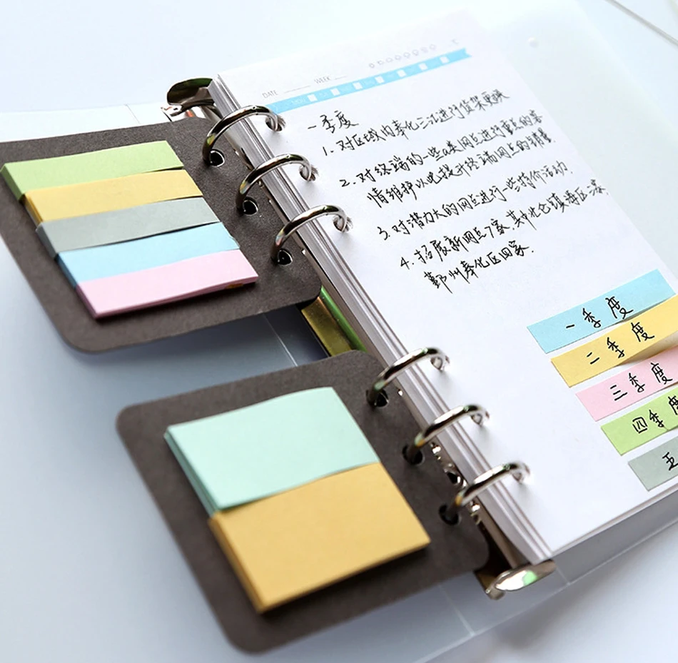 2 шт./упак. 6 отверстий A5A6 Binder Planner Filler Sticky Notes Diario Note-taking Planning Adhesive Planner's portable Sticky Notes