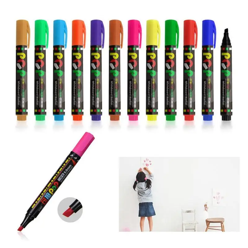 

12 Color Set Safe Non-toxic Erasable Portable Pen School Office Supplies 20*14*3.5cm Children's Drawing Board Whiteboard Pen