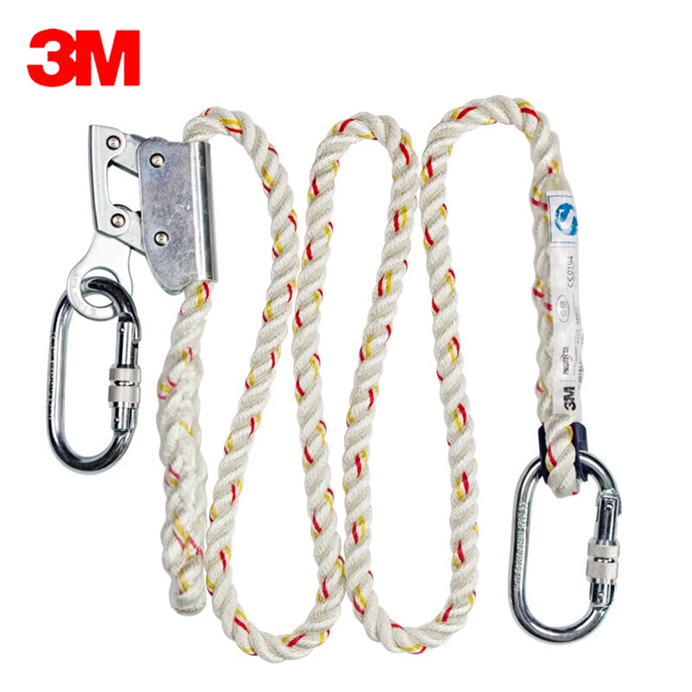 

3M 1390240 Safety Rope for Fall Protection Work Positioning Adjustable Lanyard with Adjuster Dual Carabiner