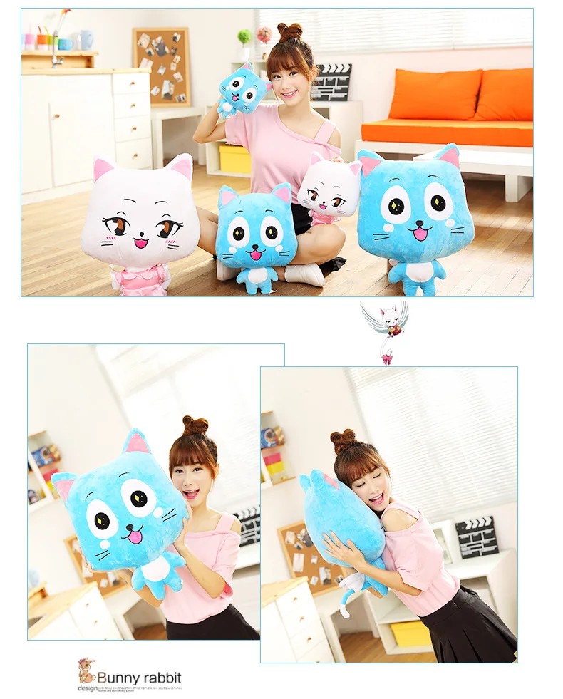 Fairy Tail Anime Plush Toys Happy Carla Cat Stuffed Dolls Kawaii Charles 2356cm Ideal Childrens Gifts - 5