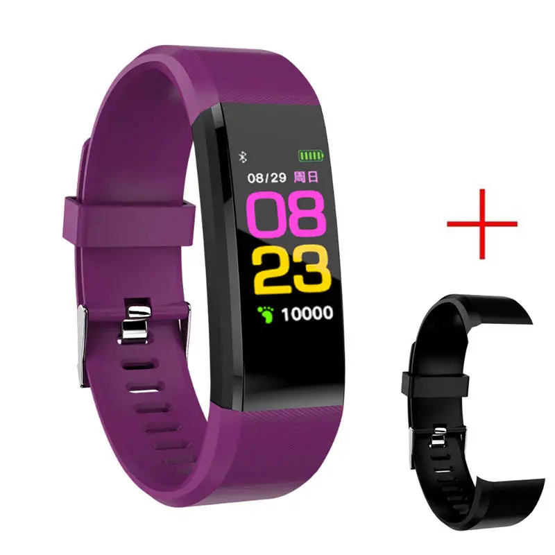 purple black strap SZHAIYU умный Браслет размытый цветной дисплей водонепроницаемый спортивный браслет для измерения артериального давления фитнес-трекер пульсометр браслет - Цвет: purple black strap