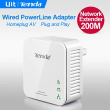 1 ШТ. P202 Tenda 200 Мбит PowerLine Ethernet Адаптер, PLC Адаптер, Беспроводной Wi-Fi extender, Powerline Сети, IPTV, Homeplug AV