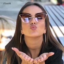 Новые модные женские винтажные металлические отражающие солнцезащитные очки кошачий глаз, роскошные женские солнцезащитные очки с поляризованными линзами UV400