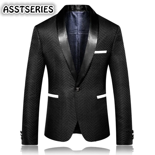 

New Arrival Blazer Male Luxury Single Breasted Black Tuxedo Mens Blazer Jacket Fashion Slim Fit Party Prom Mens Blazers Casual