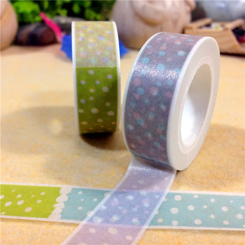 

Free shipping 15mm*10m*2rolls masking washi tape/color dots masking washi tape