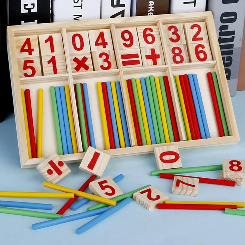 Baby Education Math Toys Wooden Counting Sticks Montessori Mathematical
