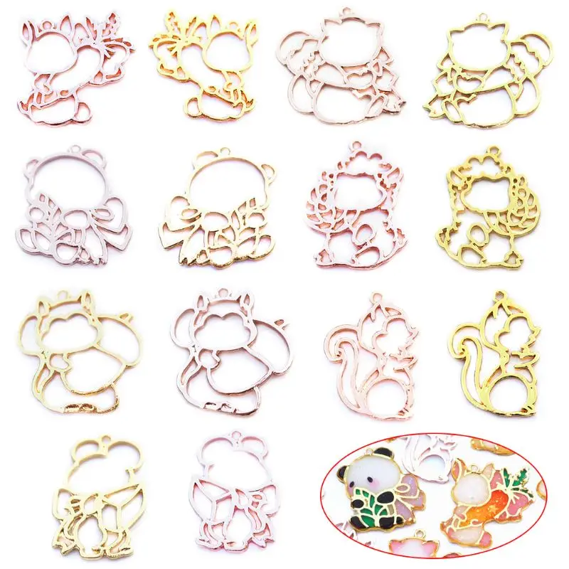 

14 Pcs/set DIY Jewelry Accessories Animal Model Epoxy Mold Metal Frame Pendant Border