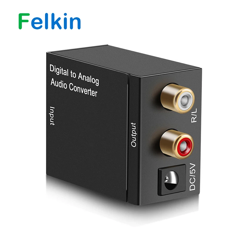

Felkin Digital to Analog Audio Converter Adapter Digital Optical Fiber Coaxial RCA Toslink Signal to Analog L/R Audio for TV DVD