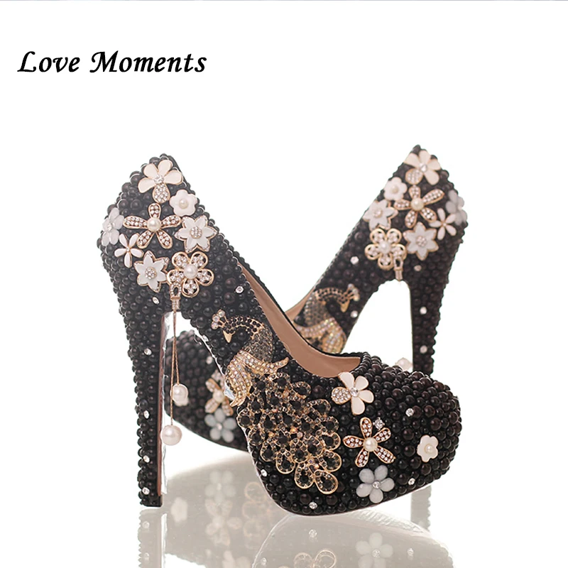 Модные женские туфли с круглым носком черного цвета|girls pumps|peacock heelsfashion heels |