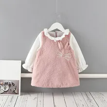 Платья для девочек коллекция года, Новая Осенняя детская одежда вельветовое платье с вышивкой кота для девочек детская одежда на возраст от 1 до 5 лет