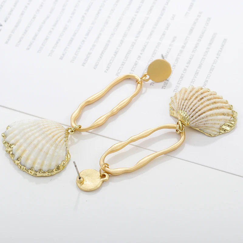 AENSOA Boho Long Shell Hollow Alloy Pendant Statement Drop Earrings Beach Jewelry Unique Design Natural Earrings For Women Gift AENSOA Boho Long Shell Hollow Alloy Pendant Statement Drop Earrings Beach Jewelry Unique Design Natural Earrings For Women Gift