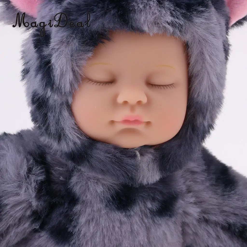Leopard Print Plush Stuffed Toys Sleeping Baby Dolls Reborn Doll Christmas Xmas Gift Kids Sleeping Toys High Quality