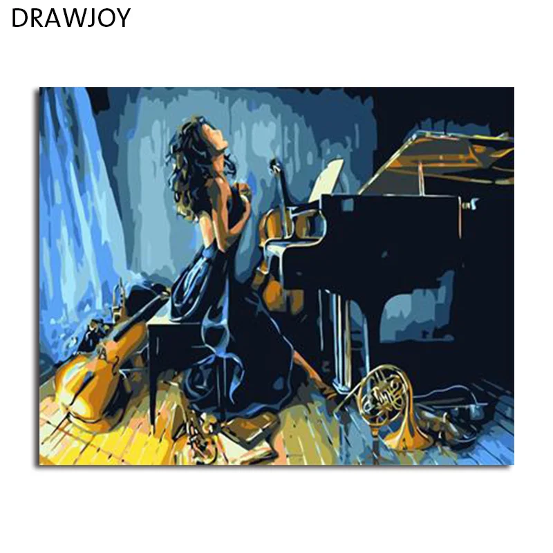 

DRAWJOY Figure Painting Framed Picture DIY Painting By Numbers Canvas Oil Painting Beauty Lady For Living Room