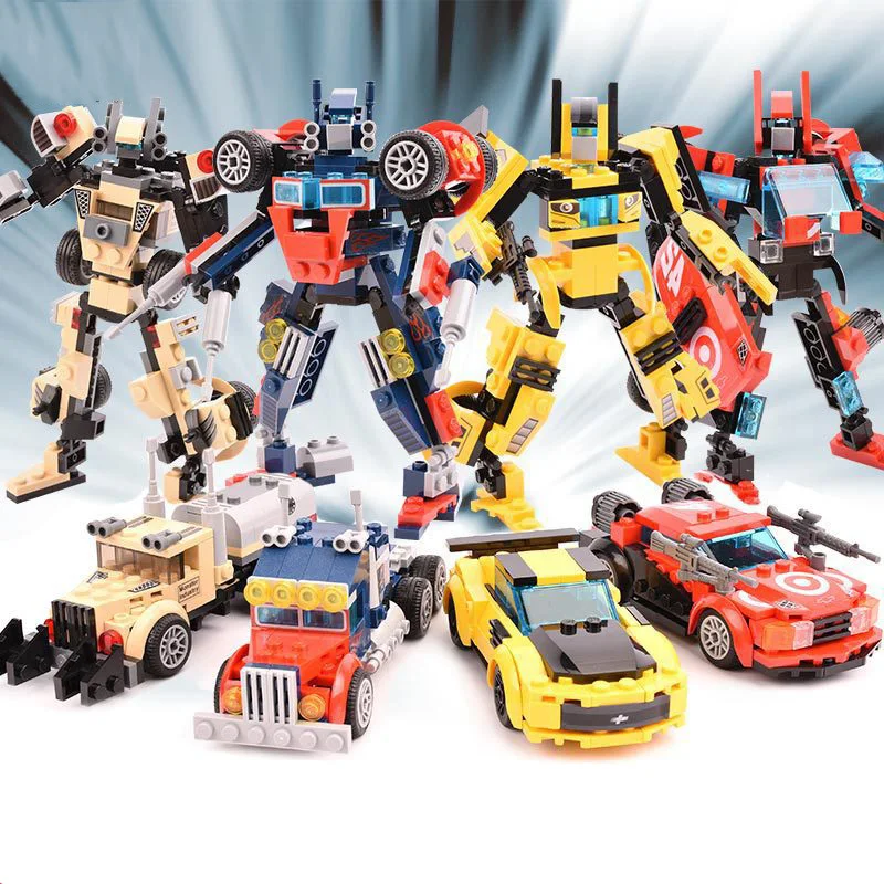 

SLPF Children Early Learning Puzzle Boy Model Toys Car Assembling Blocks Inserting Creative Diy Transforming Robot Legoings C27