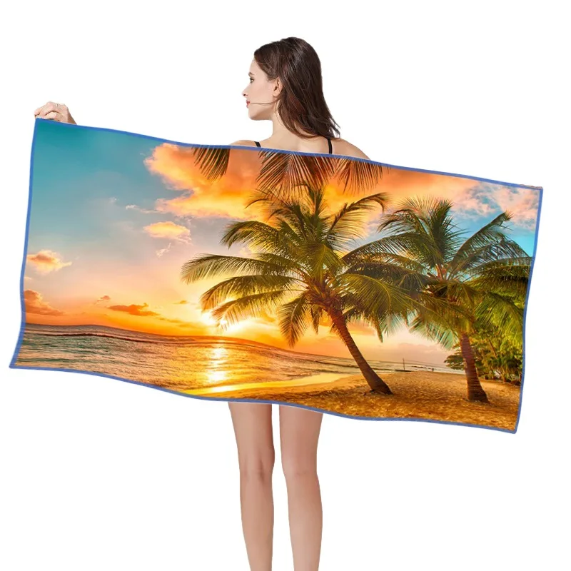 Пляжное полотенце для плавания с 3D HD принтом, сухое полотенце из микрофибры без песка, многофункциональное пляжное полотенце s