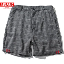 AELFRIC для мужчин повседневные шорты плед Корея Винтаж летние модные хлопковые уличная спортивная одежда мужской пляжные шорты-бермуды FC19