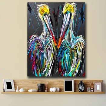 

Wxkoil Fashion Art Two Pelicans Pop Art Wall Art Canvas Painting For Living Room Home Decor Oil Painting Wall Art Picture
