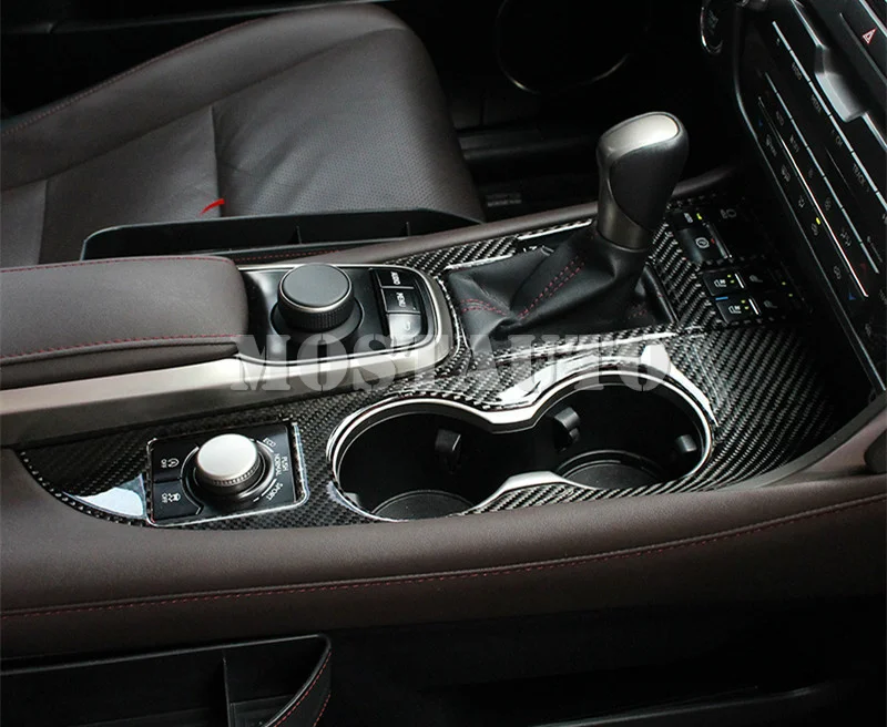 For Lexus RX 300 350h 450h Carbon Fiber Console Gear Box Water Cup Holder Trim Cover 2016-2018 2pcs Car Accessories Interior