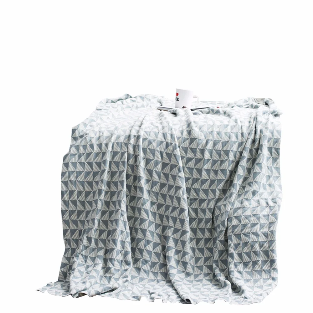 

Blue White Rectangular Pattern Weighted Blanket Thick 1pc Throw Blanket On Sofa Bed Plane Travel Plaids Adult Home Textile Cobe