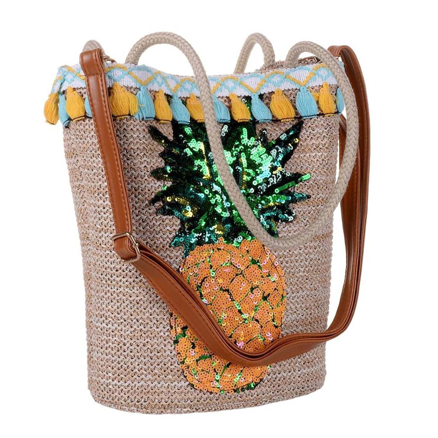 BEAU Women's Fashion Straw Handbag Casual Purse Shoulder Bag Crossbody