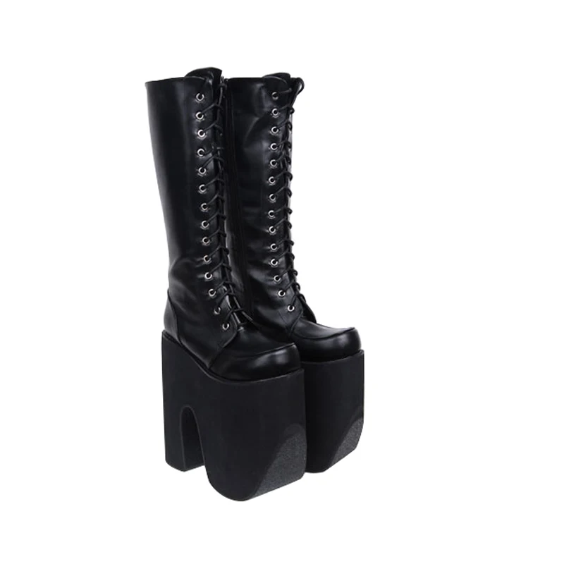 Negro Bombas Angelical Alta Motocicleta Mujeres Tacón Mujer 20 Punk Botas Plataforma Zapatos Impresión Cm De Trifle Super Señora Lolita Mori Chica px6gnwqR4