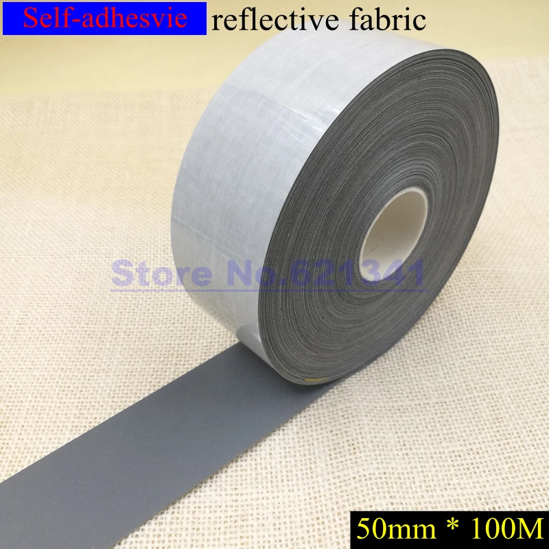 

Wholsale 50mm(2") x 100M Self-adhesive Bright Silver Reflective Fabric TC Tape Safety Warning Reflective Material Tape
