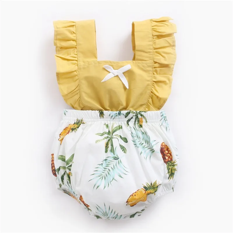 

2019 Baby Girl Pineapple Print Jumpsuit Bodysuit Newborn Outfits Clothes Casual plain Outfits roupa Infantil Clothing costume