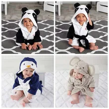 Boys Girls Pajamas Baby Flannel Comfortable Sleepwear Robes Cute Animal Shape Panda Hooded Bathrobe 90cm 100cm