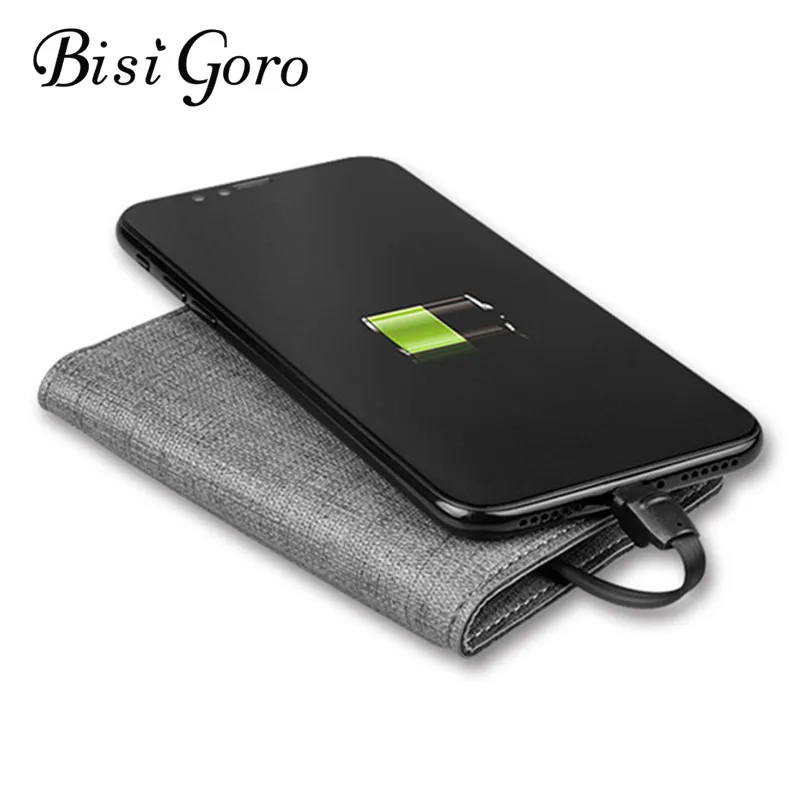 BISI GORO 2019 Умный кошелек унисекс с USB для зарядки адаптация Ipone и Android емкость 2500 мАч